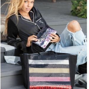 VICTORIAS SECRET SEQUINS TOTE BAG STRIPES